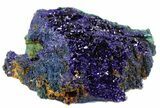 Sparkling Azurite Crystal Cluster with Malachite - Laos #56065-1